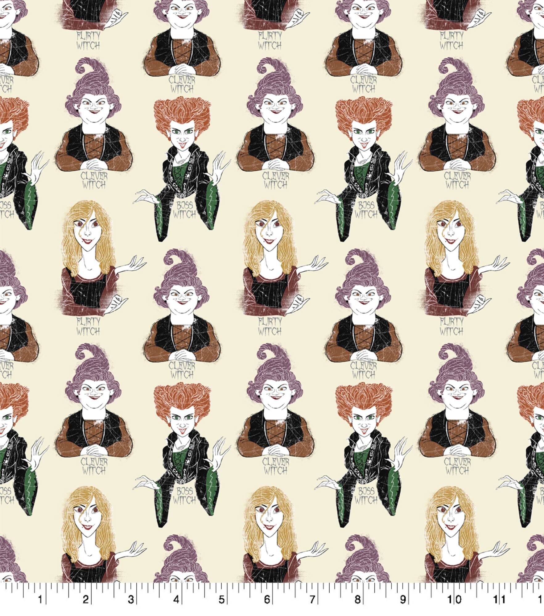 Disney Hocus Pocus Three Witches Cotton Fabric